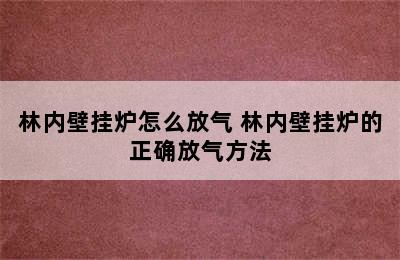 林内壁挂炉怎么放气 林内壁挂炉的正确放气方法